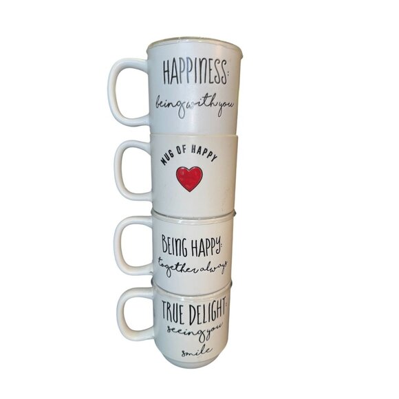 Set Of 4 Sheffield Home White Ceramic Mugs With Positive Quotes - Picture 1 of 9